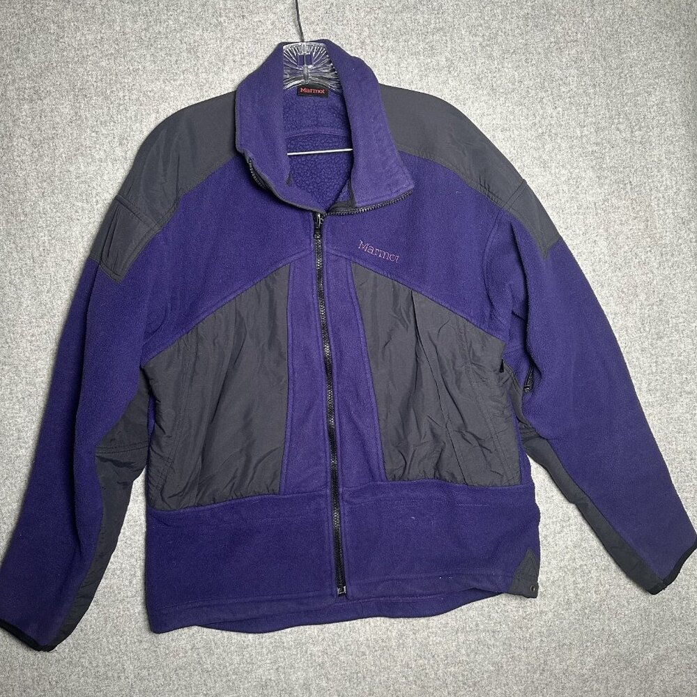 Vintage Marmot Jacket Full Zip Purple Black Womens XL? Fleece Collared‎
